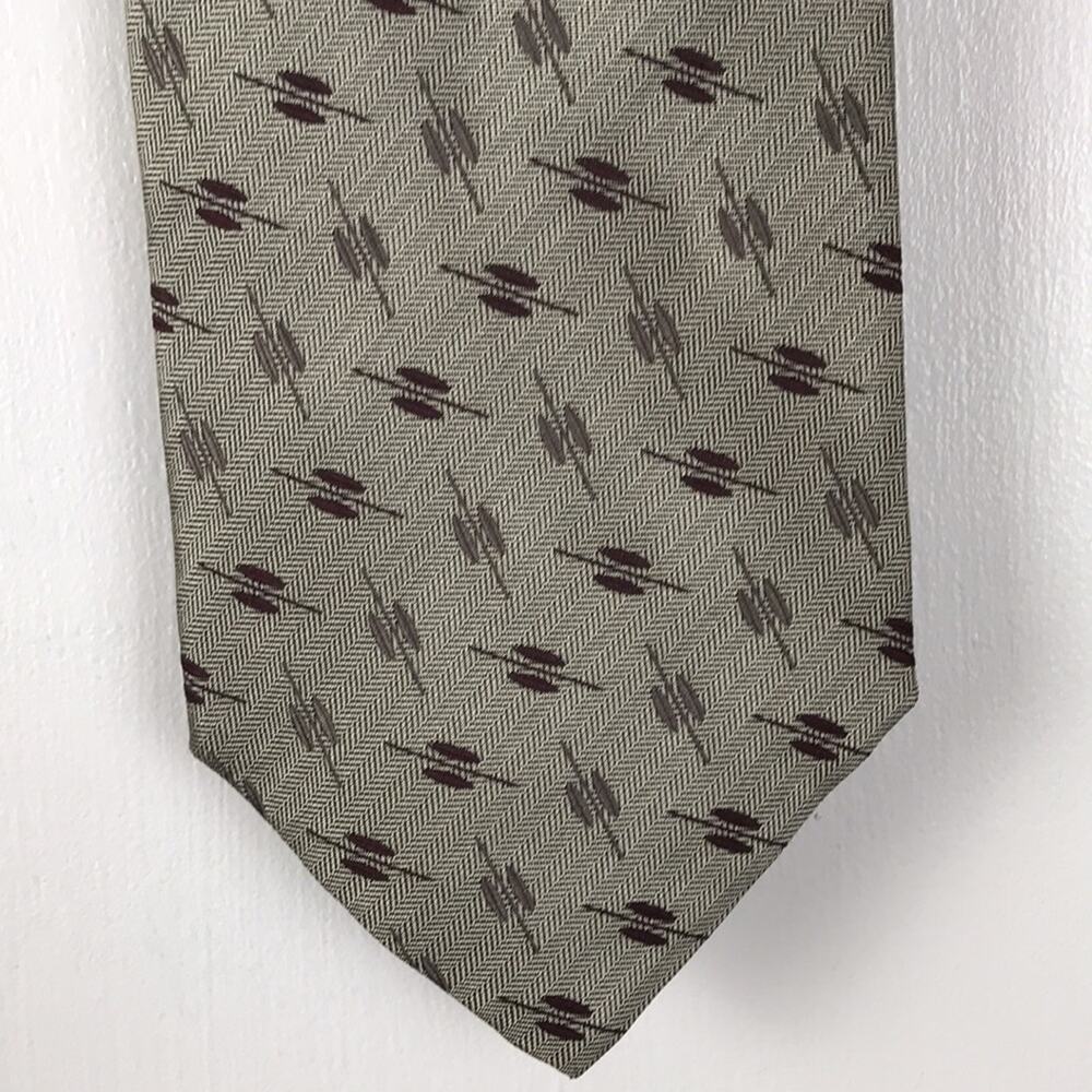 NWT Vintage Today's Man 100% Silk Tie Made in Italy Tan Brown Abstract Pattern